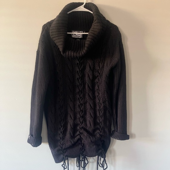 Dora Killstar Black Sweater lace up dress - Picture 2 of 6